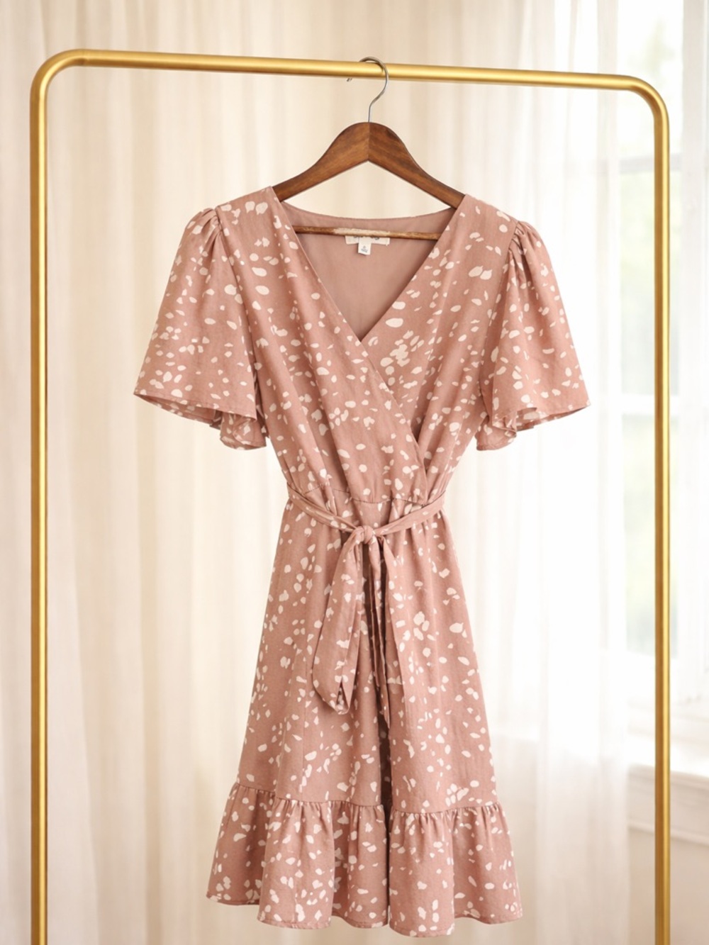 She + Sky Blush Pink Printed Wrap Dress